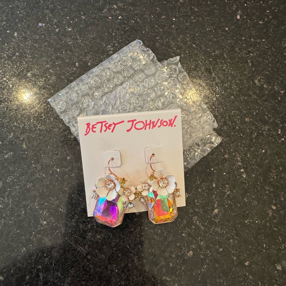 Betsey Johnson Pink and Gold Earrings